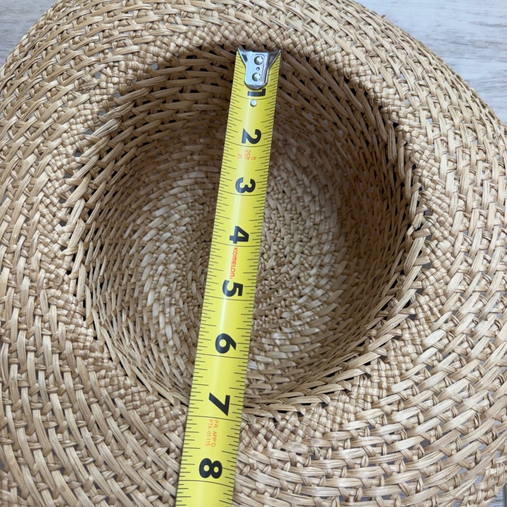 Vintage Southwestern Straw Boater Sun Hat Wide Brim Boho Charms Small 21in - Picture 13 of 13
